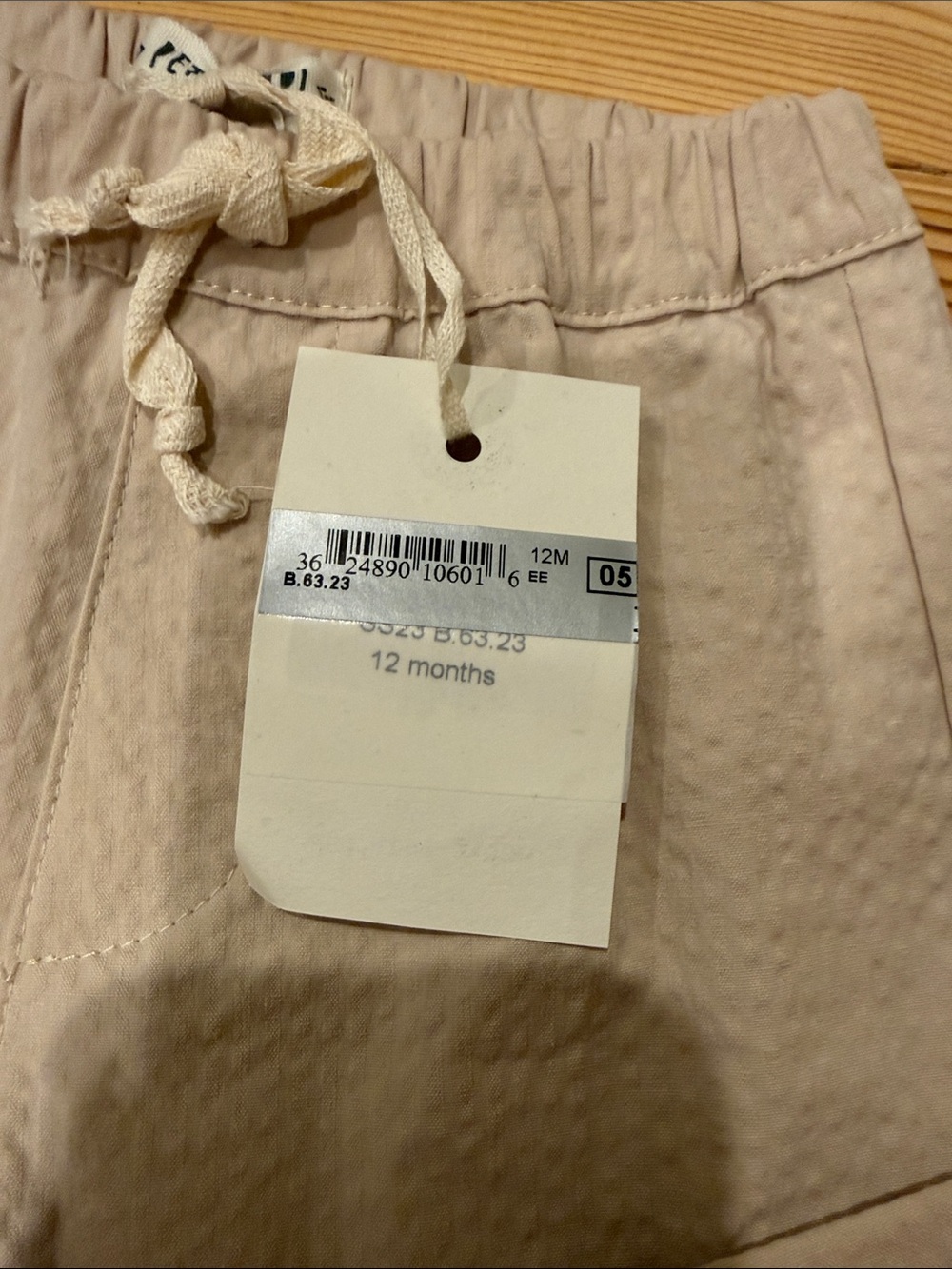Neutral Cotton Drawstring Shorts - Picture 2 of 3